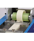 Fully Automatic Industrial Cutting Solution For Shrinkage Tube Wire Film Paper Foil Belt Heavy Duty Multi Material Trimmer With Calibration System showing precise cutting of film rolls.
