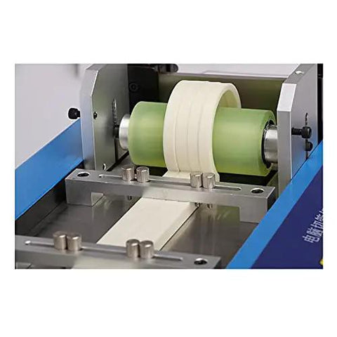 Fully Automatic Industrial Cutting Solution For Shrinkage Tube Wire Film Paper Foil Belt Heavy Duty Multi Material Trimmer With Calibration System showing precise cutting of film rolls.