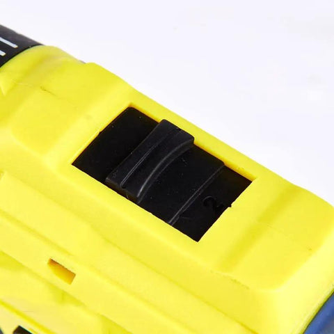 Heavy Duty Cordless Electric Drill With Rechargeable Battery And Brushless Motor Smart Chuck close-up of power switch