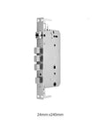Keyless Entry Smart Lock With Slick Touchscreen Handle And Fingerprint Door Lock Electronic Deadbolt For Front Doors showing metal latch and dimensions 24mm x 240mm.