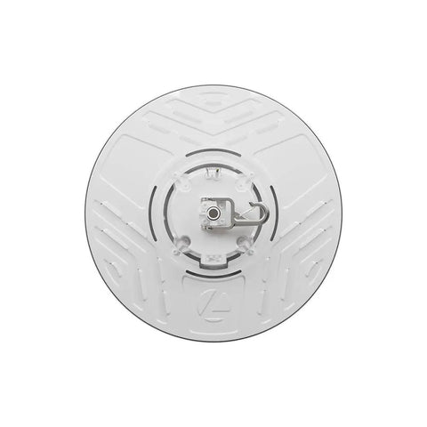 Bottom view of Compact Pro Round LED High Bay Light For Garages And Warehouses, Ultra Bright, ceiling fixture, white finish, circular design