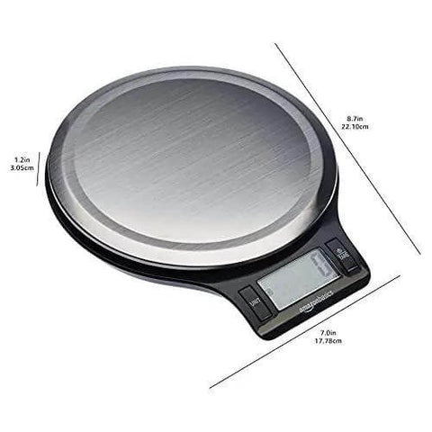 Digital Kitchen Scale With Large LCD Display And Tare Function Pro-Grade Measures in all units, sleek black and stainless steel design