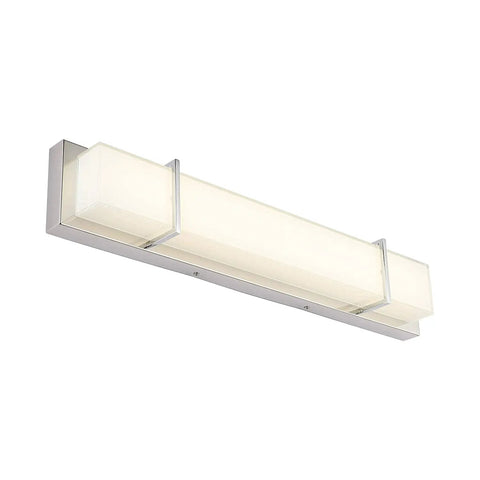 LED Vanity Light Bar For Bathroom 4000K Chrome Finish With Milky Glass Diffuser Over Mirror Wall Sconce Lamps 25.2 Inch Long 18W 1600lm