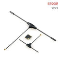 ExpressLRS ES900TX Module And ES900RX Receiver Combo Kit 915MHz for FPV RC drones, featuring antennas and receiver, top view.