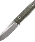 Bushcraft B40 Knife With Sleipner Steel Blade, Green Canvas Micarta Handle, Full Tang, Lanyard Hole, Fire Starter Back Tang, 8.88 Inch