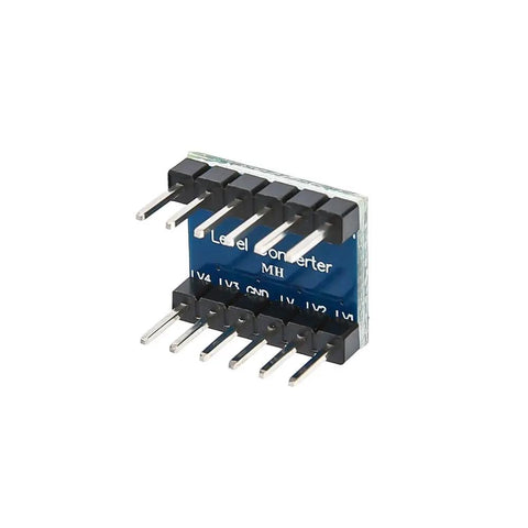 Image of a Bi Directional I2C Logic Level Converter Four Channel 3V3 To 5V Pre Soldered showing pins and compact design for easy use.