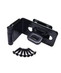 QCAA 90-degree angle hasp with swivel staple, black steel, 4-1/2", 1 pack, front view