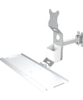 Top Tier Foldable Wall Mount Monitor Stand And Smooth Action Keyboard Tray, heavy duty steel brackets, foldable design.