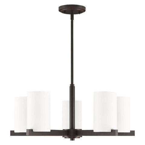 Astoria Chandelier Pendant Light in sleek steel with white opal glass shades for living room or dining area.