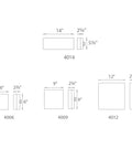 Dimensions diagram for Dice 9 Inch LED Square Flush Mount Ceiling Light 3000K Chrome Finish, Energy Star Rated, CEC Title 24 Compliant