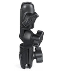 Double Socket Swivel Arm With Ratcheting, 360 Degree Rotation And 180 Degree Swivel, 6.25 Inch Overall Length, Fits B Size 1 Inch Ball Components, Rock Solid Heavy Duty Mount For Bases And Device Holders. Black double socket arm