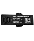 Back view of White LITE Hands Free LED Pocket Light with USB rechargeable power outlet and product label