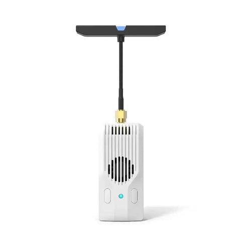 ExpressLRS Nano RC TX V2 Module with T-LED antenna, featuring 2.4GHz 915MHz high power output, for FPV racing drones and quadcopters.