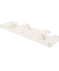 White adjustable bed rail bracket for home beds, showing drop down safety rail attachment points and screw holes