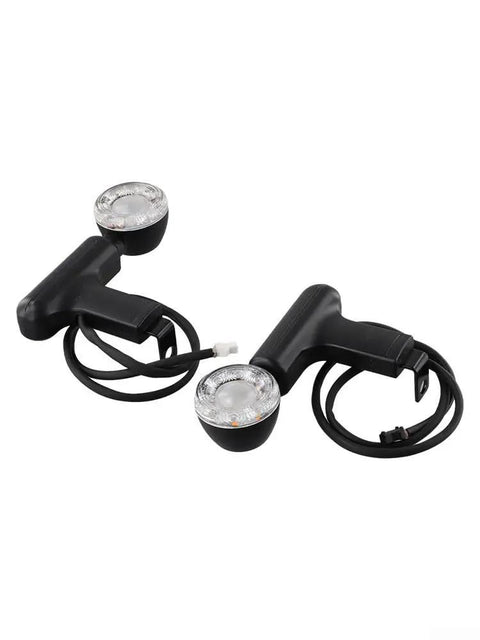 Brilliant Yellow LED Turn Signal Lights For 48V And 60V E Bikes Super Bright Daytime Running Warning Lamps For Serious Safety On Busy Streets, pair of black plastic turn signals with wires