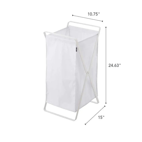 Foldable Laundry Basket With Steel Frame And Polyester Bag Portable Hamper Organizer For Home Collapsible Laundry Tote In White