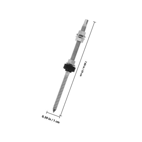 Heavy Duty Stainless Steel Solar Hanger Bolts With Slick Adjustable Height Mounts For All Weather Hitch Free Rooftop Installation And Bull Strong Panel Alignment, 7.68 in length, 0.39 in width.
