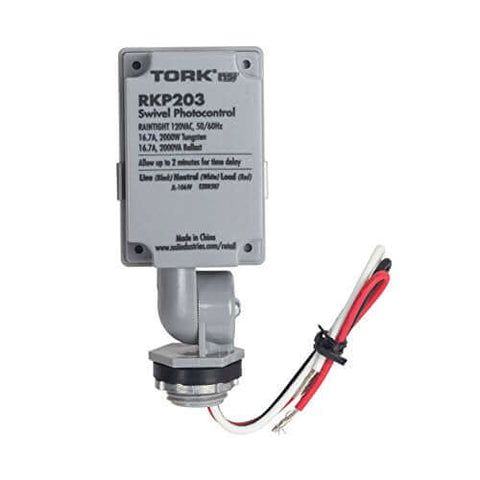 Outdoor 120 Volt Swivel Mount Photocontrol With Light Adjustment Bar for dusk-to-dawn exterior lighting, compatible with various bulbs