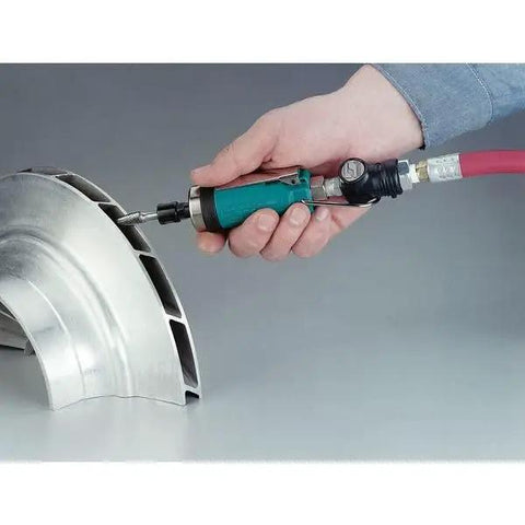 Heavy-Duty Straight-Line Die Grinder with Zero-Gear Design Delivers 0.4 HP and 25K RPM for Demanding Applications while Front Exhaust Blasts Shavings Away to Maintain Optimal Grip and Control as 1/4 Inch and 6mm Collets Enable Rapid Bit Swaps for Surface