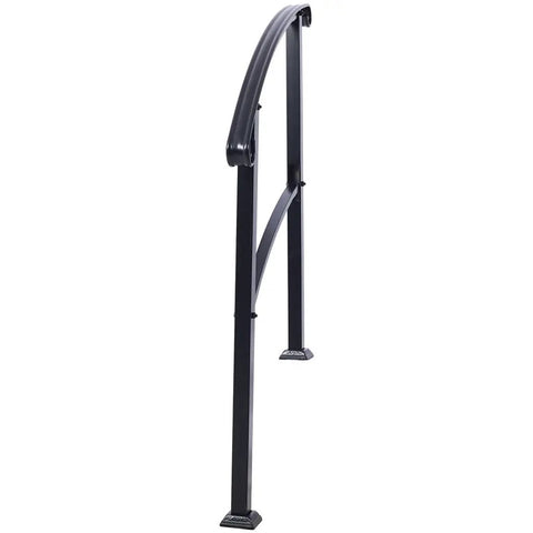 Sturdy As Nails Wrought Iron Handrails For Outdoor Steps With Curved Non Slip Grip Solid Black Porch Railing Kit side view