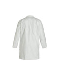 Back view of Disposable Lab Coat With Open Cuff And Hood White X Large 30 Pack Cleanroom Ready Comfort Fit Design With Elastic Waist