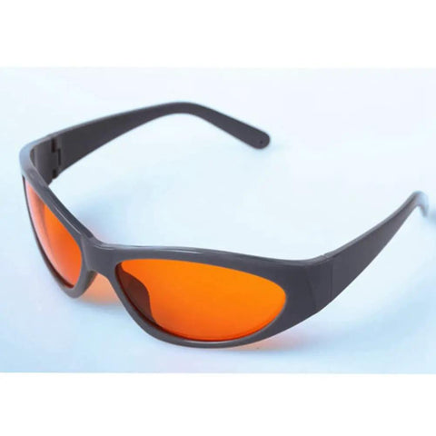 Badass Blue and Green Laser Safety Glasses with OD 5 Plus Protection Covering 266 355 515 532 Nanometers CE EN 107 Model GHP 55 in orange tint.