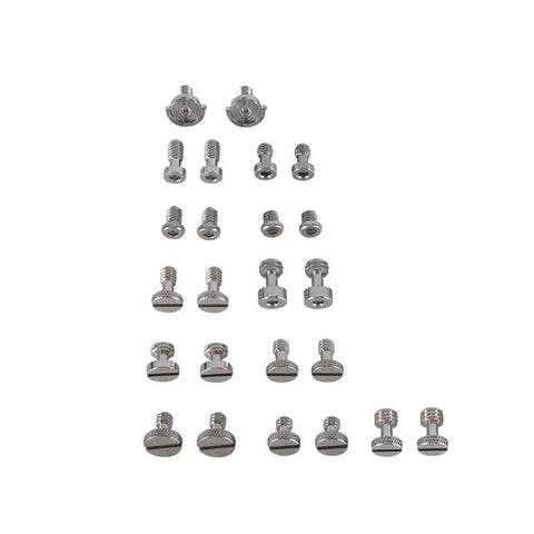 Straight Up Photography Essentials Solid Camera Screw Set With Heavy Duty 1 4 Inch 20 And 3 8 Inch 16 Threads For Dslr Cage Plate Mounts Grip Handles And Cheese Plates Go To Pack Of 24, assorted screws displayed.