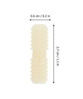 Close-up of a 100 Pcs Nylon Furniture Connector Dowel Pin with Threads on Both Ends for Easy Install Shelf Pegs, dimensions shown