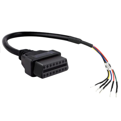 OBD II 16 Pin Female Connector Pigtail Cable With CAN Bus And K Line Jumper Tester, black connector, multi-color wires