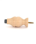3 5/8 Inch Wall Mount Victorian Maple Wood Door Stopper With Rubber Tip, Unfinished Bumper Stop Ready To Paint Or Stain side view