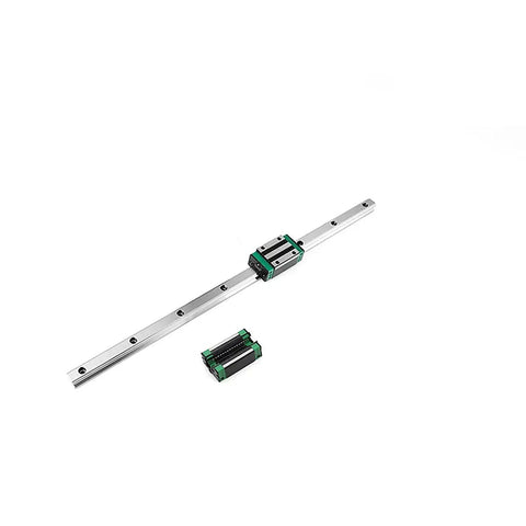 Beefy Square Linear Guide Rail Kit 1000mm with Two HGH20CA Carriages HGR20 for CNC and DIY Projects, shown in silver with green accents
