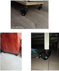 Built Like A Tank Smooth Rollin Heavy Duty Twin Wheel Casters With Locking Brake And Galvanized Mounting Plate For Furniture Cabinets And Trolleys Pack Of Four 360 Swivel 2 Inch Nylon 1100 Lbs on a wooden cabinet and trolley.
