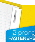 Two Pocket Folders With Fasteners Yellow Letter Size 25 Per Box 135 Sheet Capacity Built In Two Prong Fasteners For Three Hole Punch Papers