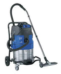 Heavy Duty Kickass Flood Sucker And Sump Pump Designed For Rapid Water Extraction Features a blue industrial design and stainless steel body.