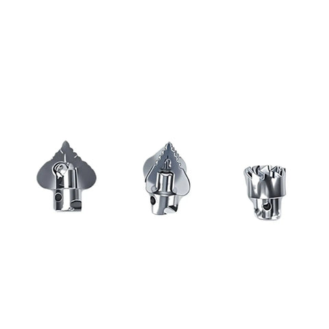 Three cutting blades for Heavy Duty Drain Auger Attachment Five Meter Alloy Steel Snake used in stubborn kitchen and shower clogs.