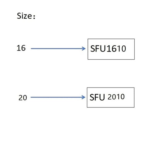 Image showing sizes of SFU1605 and SFU2010 in Heavy Duty SFU1605 And SFU2010 Ballscrew Assortment With Ball Nut Kit For CNC Machines.