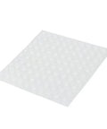Sheet of clear self adhesive no slip transparent rubber buffer pads for tables, chairs, photo frames and furniture.