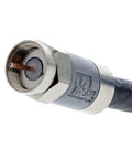 IDEAL nickel push-on F-connector on coax cable, front view
