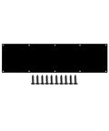 Protective Acrylic Door Kick Plate 30 Inch Long 8 Inch High Black Shield For 32 Inch Front Doors Guard Wood Paint And Floor From Pet Scratches And Daily Door Kicks Built To Take A Beating One Tenth Inch Thick Pet Proof Scratch Resistant shown with screws