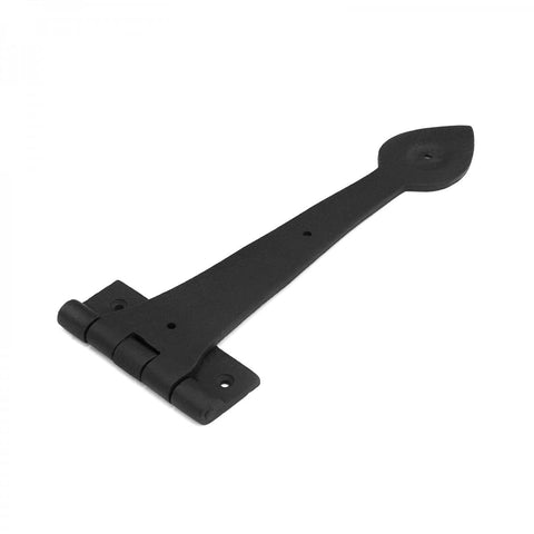 12 Inch Spade Tip Black Wrought Iron Strap Hinge for Gates and Doors, Heavy Duty Hardware, Rust Resistant, Antique Finish