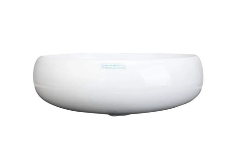 Front view of Corner Wall Mounted Bathroom Sink White 14.5 Inch With Overflow, space saving modern compact design for small spaces