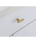 Brass Finish Zinc Alloy T Bar Drawer Pulls 10 Pack For Cabinets And Doors installed on white cabinet