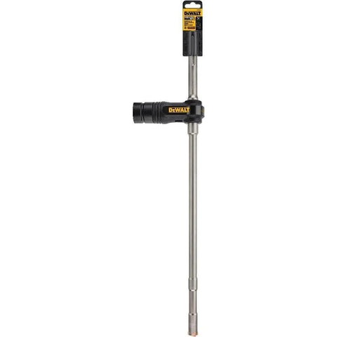 Pro Grade SDS Max Hollow Drill Bit 7 by 8 Inch With Dust Shroud, shown vertically with visible shroud attachment for dust removal.