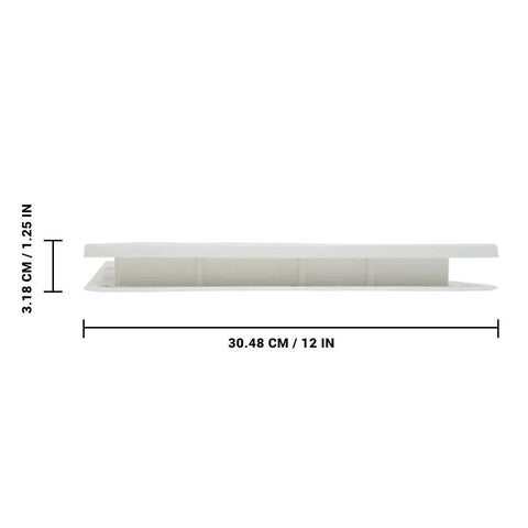 Side view of 12 By 18 Inch Rectangle Gable Vent With Screen In White, Two Piece Construction, Heavy Duty Polypropylene