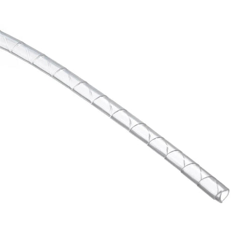 Clear view of Spiral Cable Wrap Protector 10 Meters 11mm ID 12mm OD in Black for PC Desk TV Home Theater Setup, close-up angle.