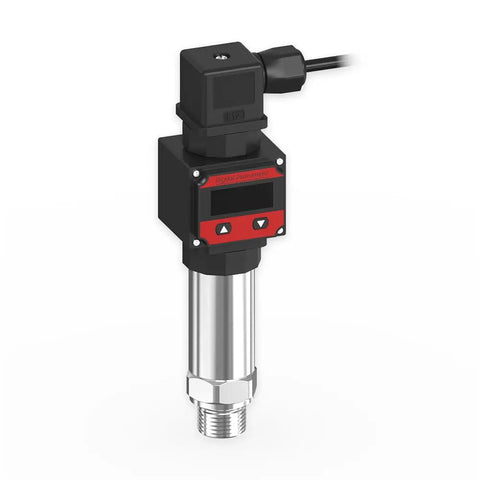 Pro Grade Digital 4-20mA Pressure Transmitter With LCD Display showing front view, 0-435 PSI Range, 0-3 MPa, industrial sensor