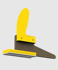 SavR Push Block For Table Saw And Router Table, With Magnetic Fence Mount; yellow safe grip and MDF base visible.