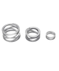 304 Stainless Steel Wave Spring Gasket Washer Set, Multi Layer Crest Wave Type, shown in three sizes, SUS 304 material.