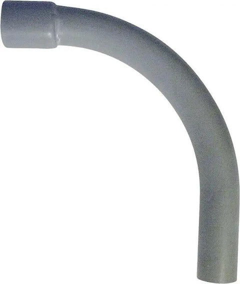 One Pack Three Quarter Inch Gray PVC Schedule 40 Electrical Conduit Elbow showing smooth bend for wiring applications.