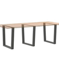 Adjustable Three Piece Steel Dining Table Legs For Tables And Benches, Customizable Furniture Support in anthracite shown on wood table
